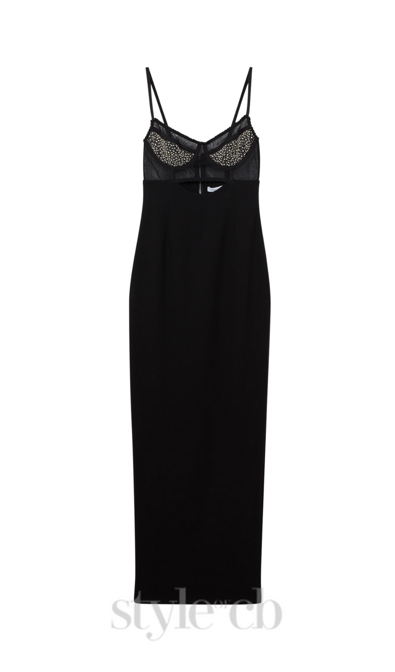 CRYSTAL EMBELLISHED CORSET MAXI DRESS