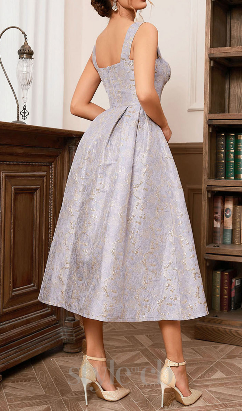 BUSTIER A LINE MIDI DRESS IN PURPLE