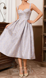 BUSTIER A LINE MIDI DRESS IN PURPLE