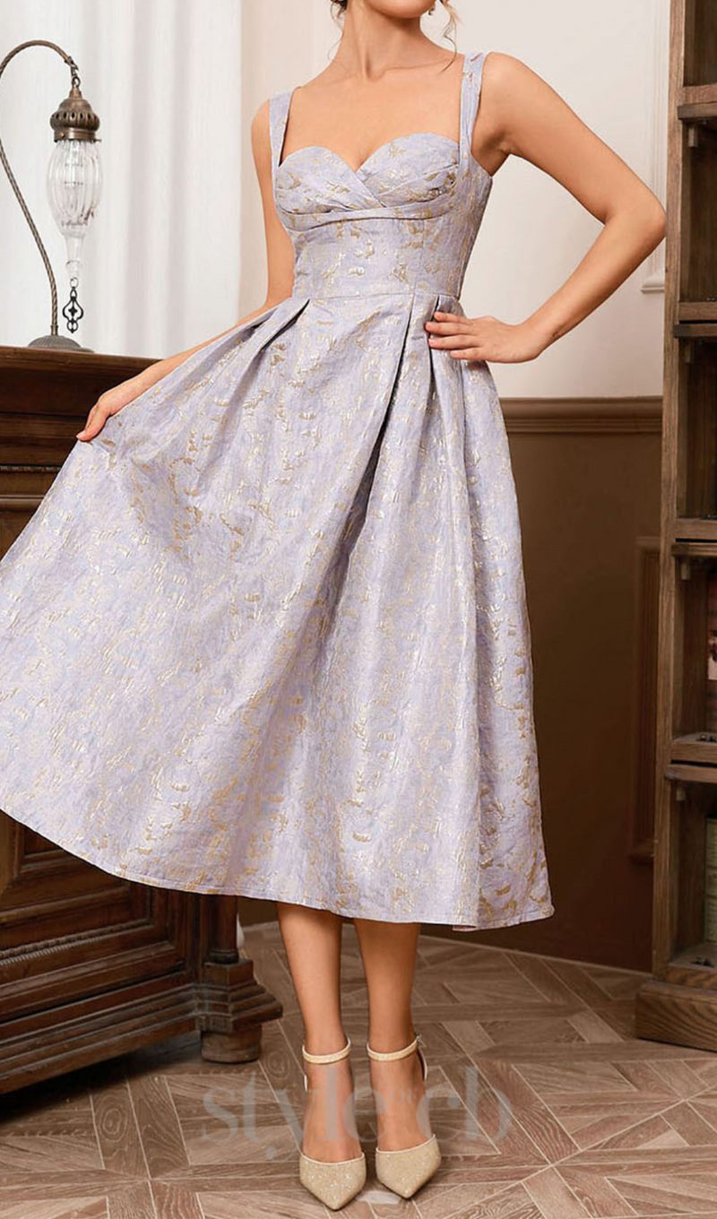 BUSTIER A LINE MIDI DRESS IN PURPLE