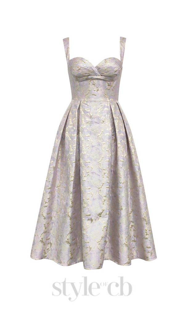 BUSTIER A LINE MIDI DRESS IN PURPLE