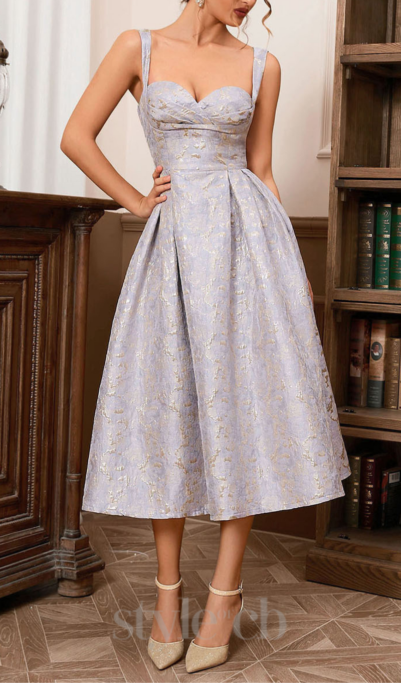 BUSTIER A LINE MIDI DRESS IN PURPLE