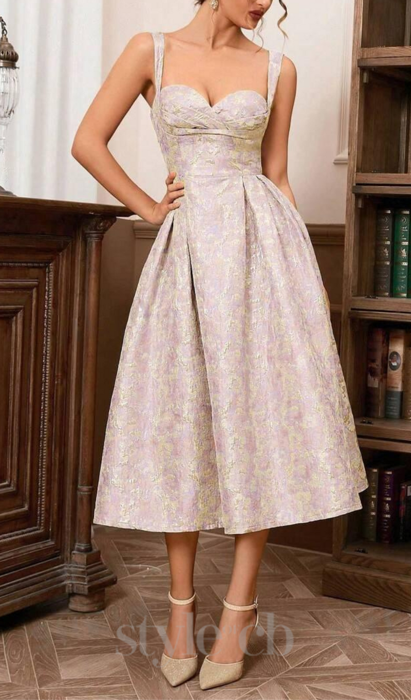 BUSTIER A LINE MIDI DRESS IN PINK