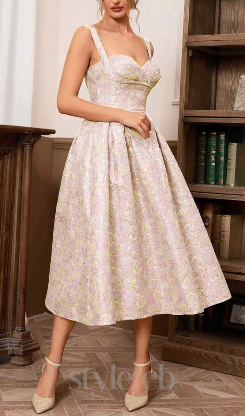 BUSTIER A LINE MIDI DRESS IN PINK