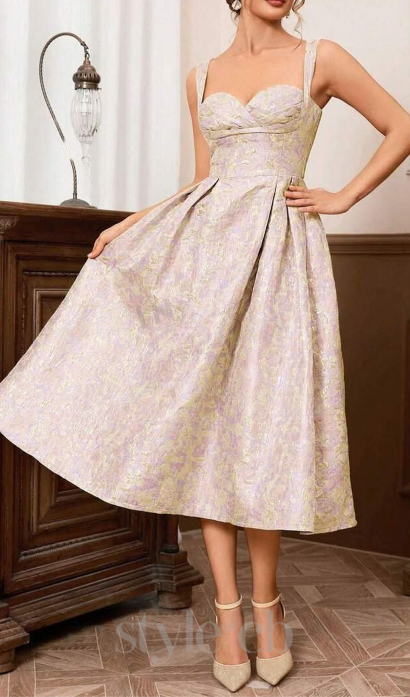 BUSTIER A LINE MIDI DRESS IN PINK