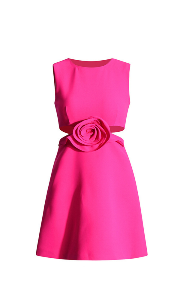 SLEEVELESS CUTOUT FLOWER MINI DRESS