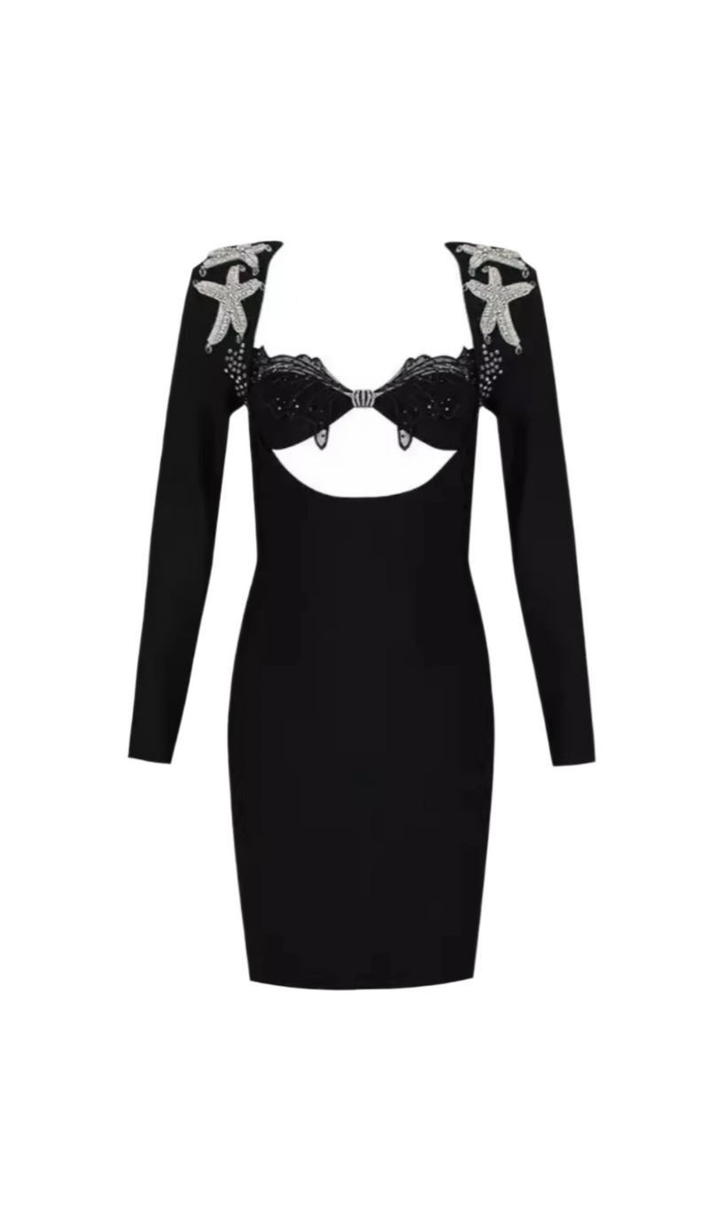 AGGELOS LONG SLEEVE CUTOUT BANDAGE DRESS
