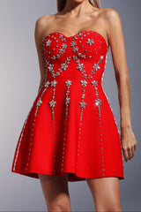 julie Strapless Diamond Bandage Mini Dress
