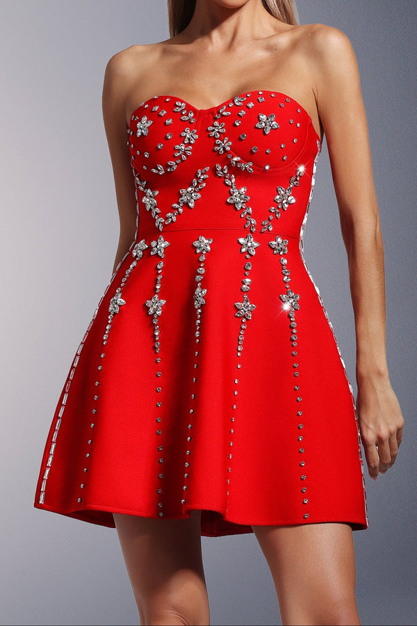 julie Strapless Diamond Bandage Mini Dress