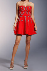 julie Strapless Diamond Bandage Mini Dress