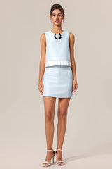 nicola Flowers Sleeve less Top Skirt Two-Piece Set in mint