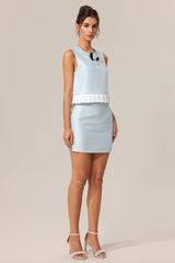 nicola Flowers Sleeve less Top Skirt Two-Piece Set in mint