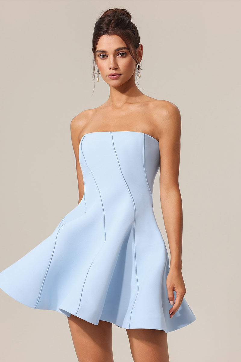 natividad off-shoulder Sleeveless Mini Dress in blue