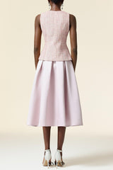 Ella pink V-Neck Sleeveless Top & Skirt Two-Piece Set