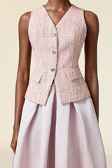 Ella pink V-Neck Sleeveless Top & Skirt Two-Piece Set