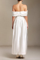 donna Bare shoulders Flower cylinder maxi dress in white