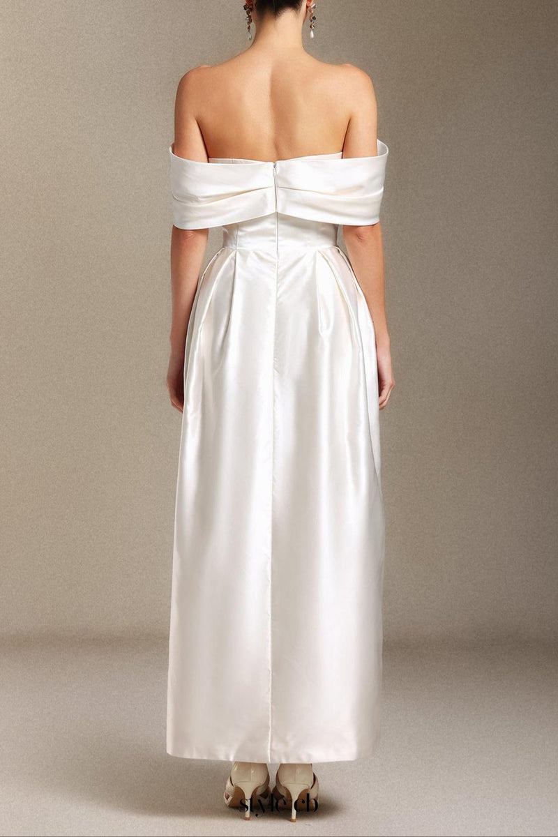 donna Bare shoulders Flower cylinder maxi dress in white