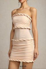 olivia Sleeveless Folds Midi Dress in pale pink
