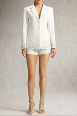 mirabelle Long Sleeve Pearl Blazer in white