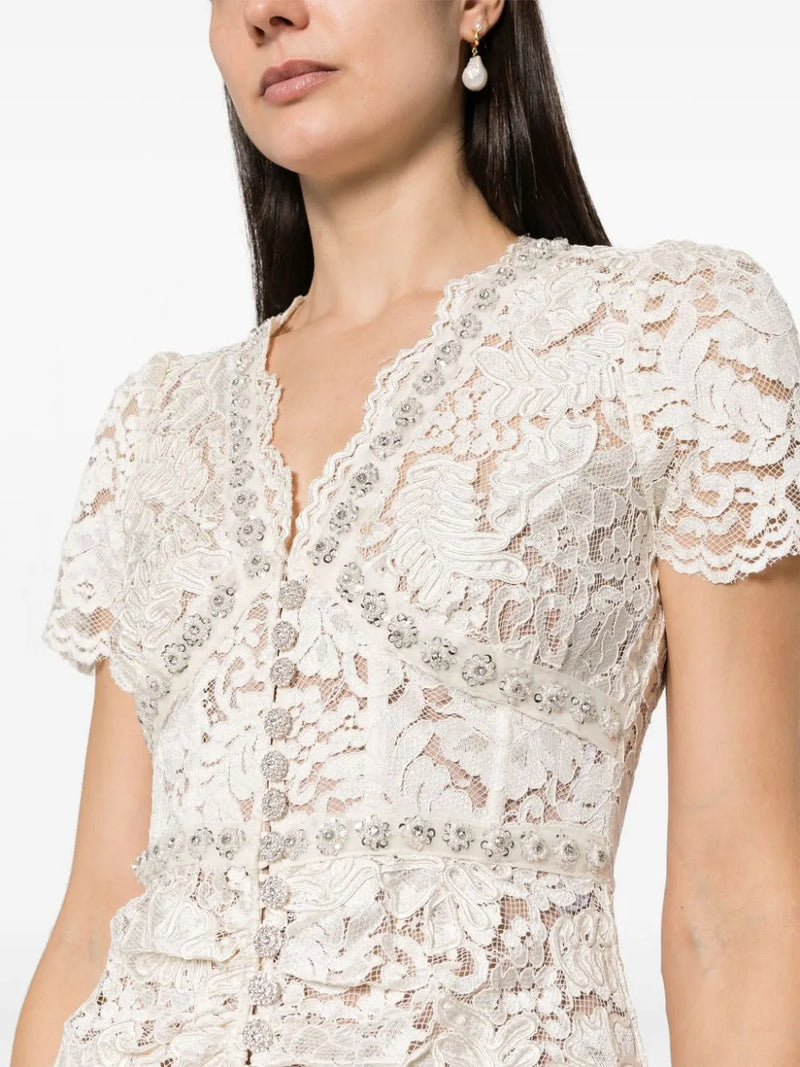 FLORAL LACE MIDI DRESS