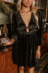 Flirty Allure Velvet Mini Dress in Black