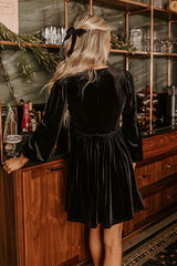 Flirty Allure Velvet Mini Dress in Black