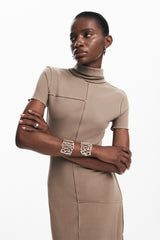 Midi dress with high neck