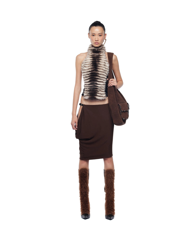 dora halter Backless Furry Top