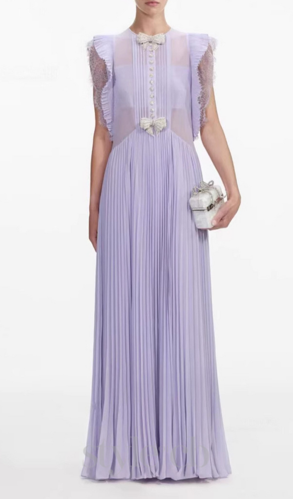 Chiffon Ruffled Maxi Dress in Lilac