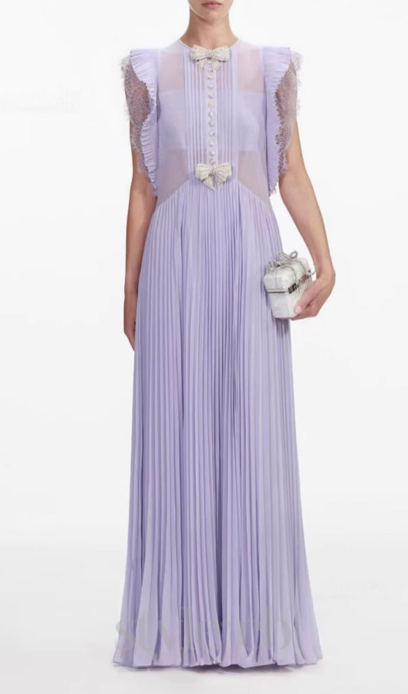 Chiffon Ruffled Maxi Dress in Lilac