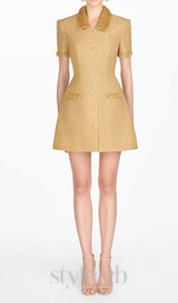 gold embellished mini dress