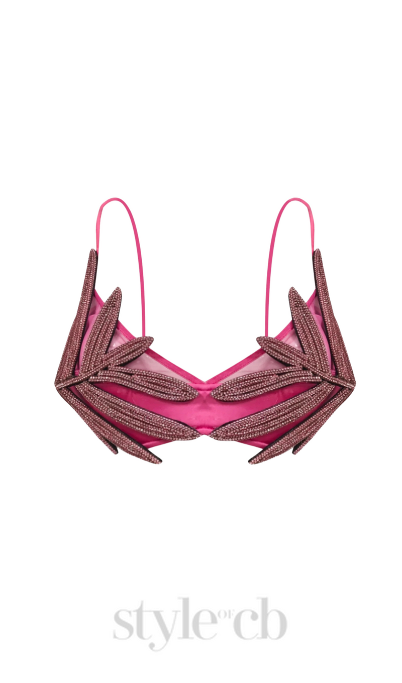 Vieby Leaf Crystal Bralette in Pink