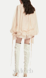 Jaketta Flower Ruffle Mini Dress In Beige