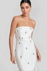 BANDEAU EMBELLISHED MIDI DRESS IN WHITE