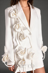 MUSTIDIS LONG SLEEVE LAPEL 3D FLOWER BLAZER