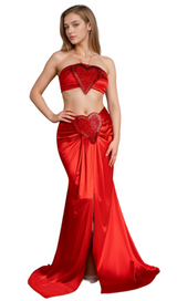 antonia Mesi Halter Neck Heart Embellished 2 Piece Set