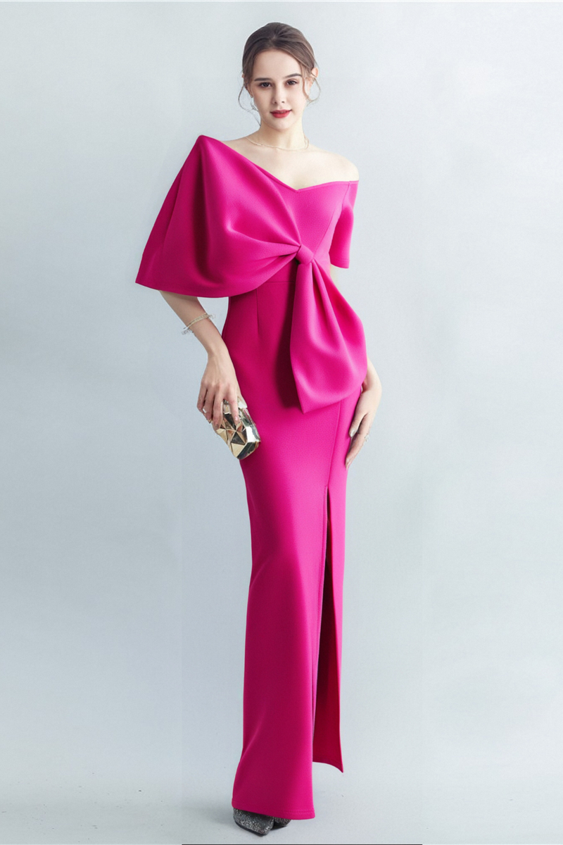 PINK BOW-KNOT MIDI DRESS