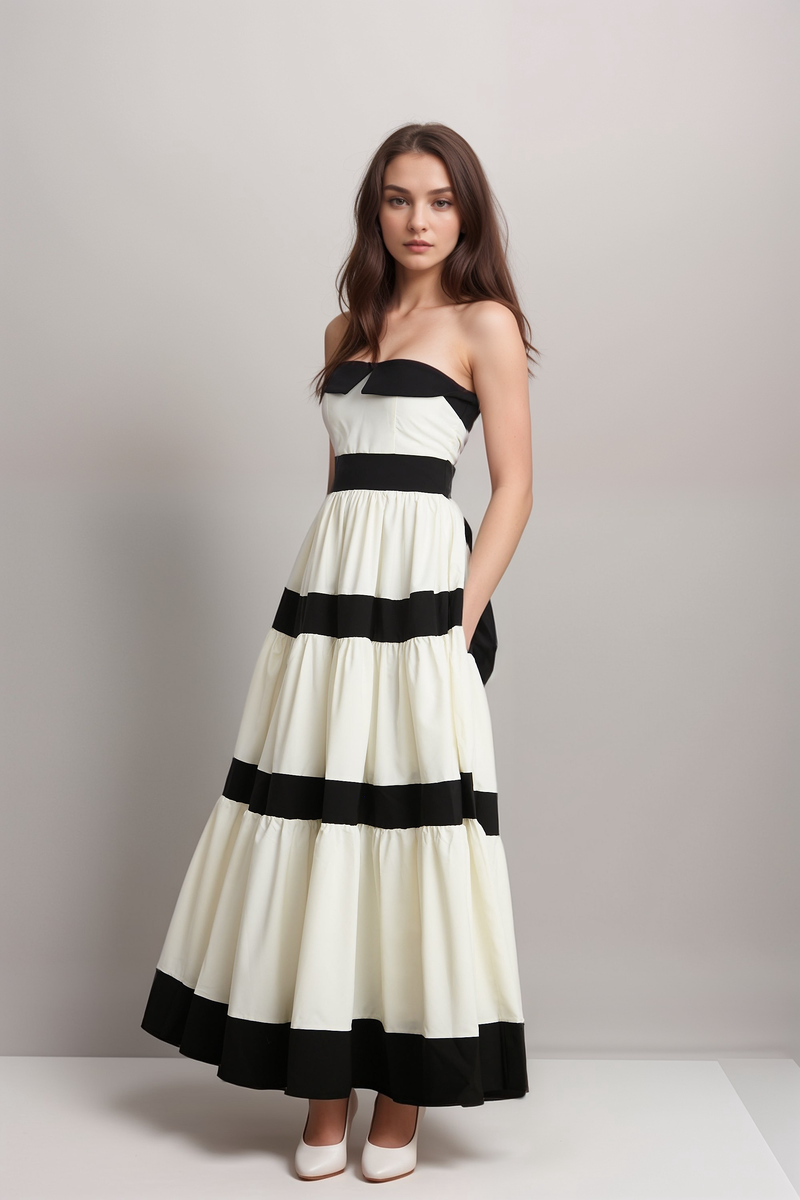Sandrine pleated bow-embellished maxi dress