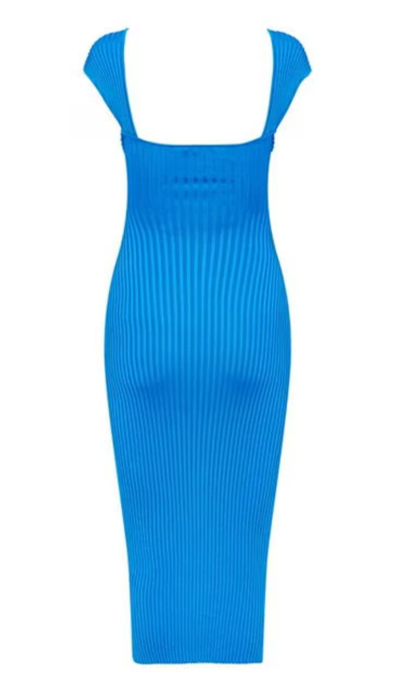 CROSS-OVER STRETCH-WOVEN MIDI DRESS