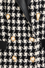 novia black Double-breasted houndstooth wool-blend tweed blazer
