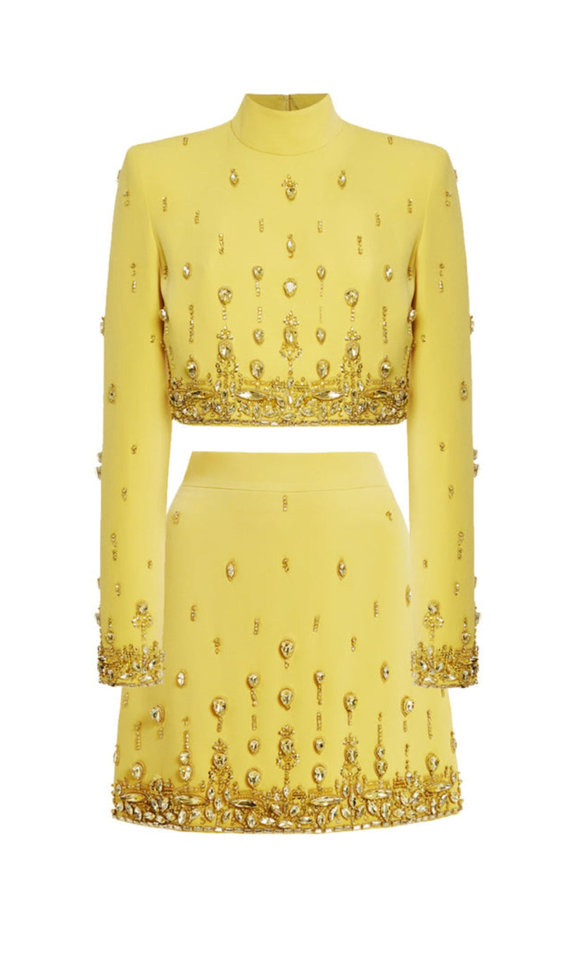 Crystal-Embellished Suit Set In Yellow
