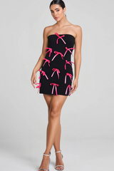 STRAPLESS BOW MINI DRESS
