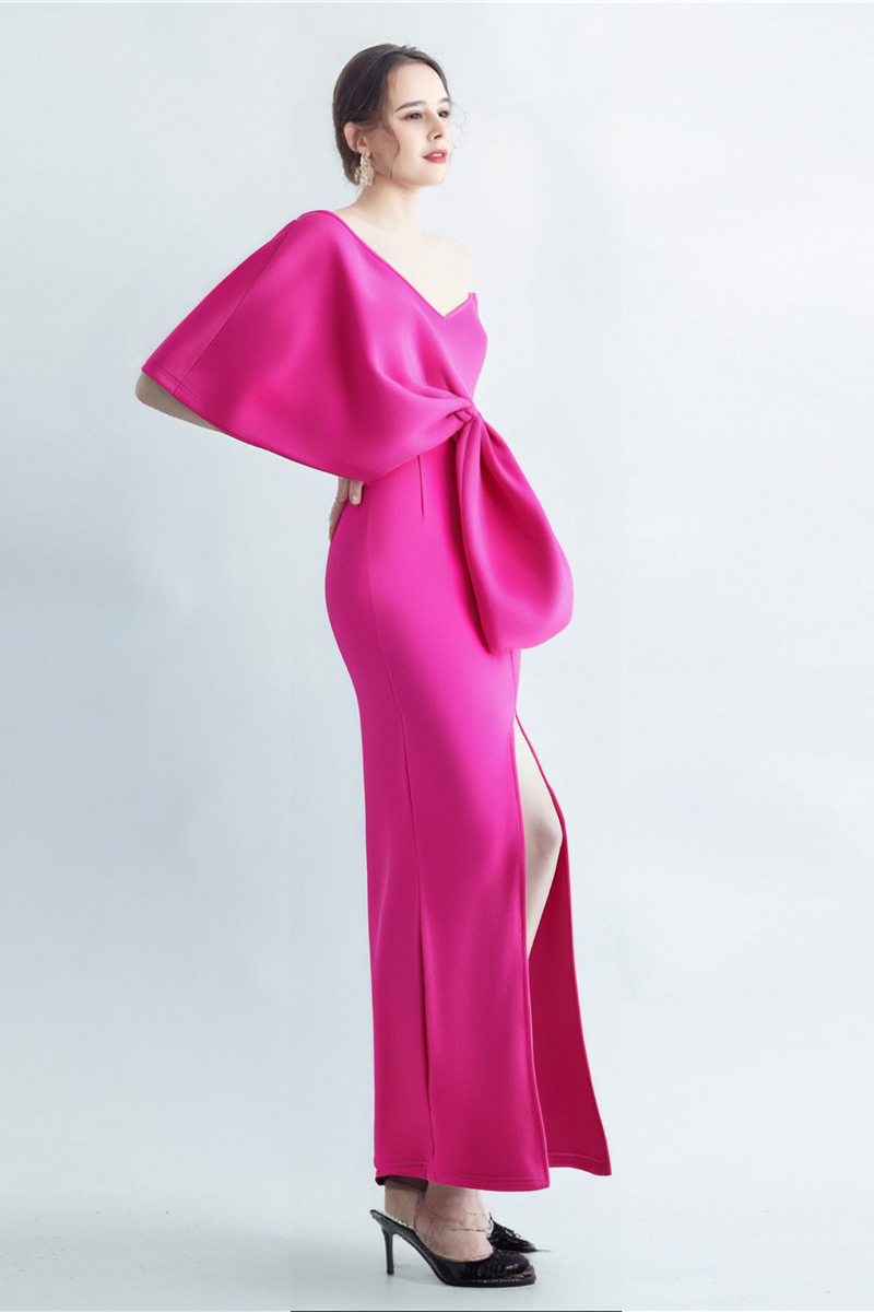 PINK BOW-KNOT MIDI DRESS