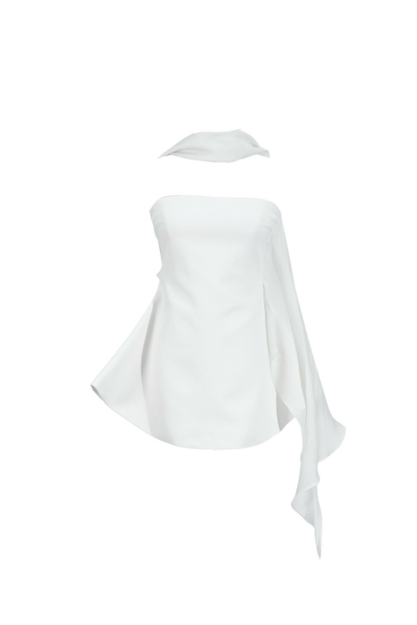 Calwa Scarf Strapless Flare Mini Dress