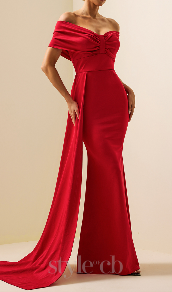 HERMOSA JERSEY SOLID OFF-SHOULDER MAXI DRESS