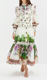CORNELIA MULTICOLOR FLORAL PATTERN MAXI DRESS