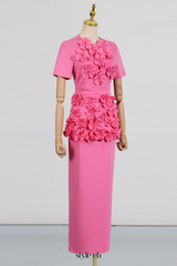 trista Flower Two-Piece Set in pink