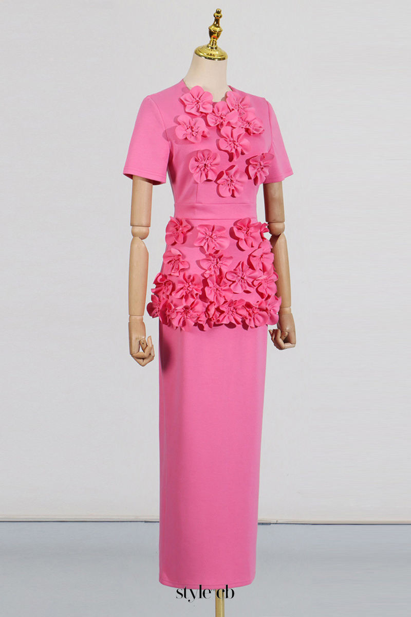 trista Flower Two-Piece Set in pink