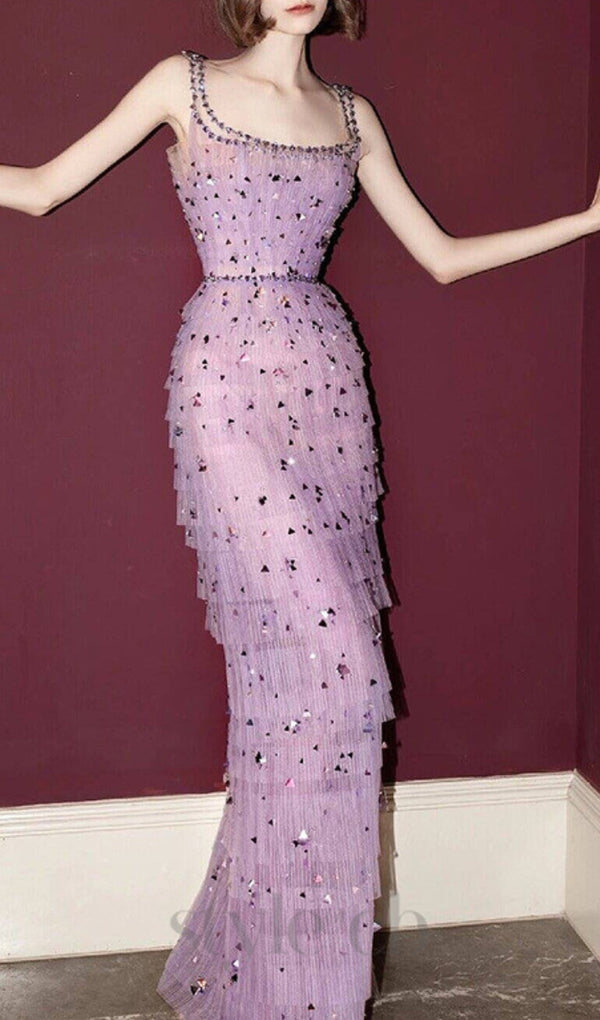 EMBELLISHED MAXI DRESS IN PURPLE