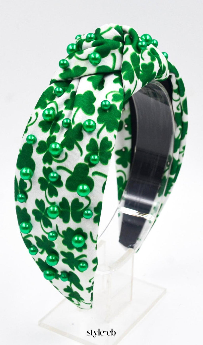 Green Pearl Clover Headband